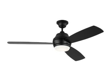 Visual Comfort Fan Ikon 52" LED Ceiling Fan - Midnight Black, Handheld Remote, 6-speed, Reverse and Dimmer, indoor/outdoor 3IKDR52MBKD