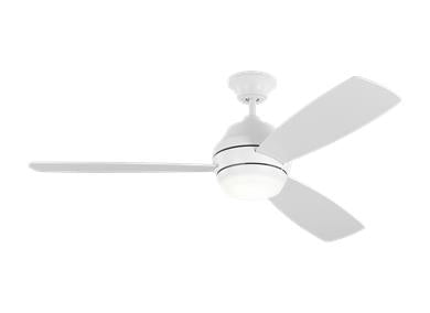 Visual Comfort Fan Ikon 52" LED Ceiling Fan - Matte White, Handheld Remote, 6-speed, Reverse and Dimmer, indoor/outdoor 3IKDR52RZWD