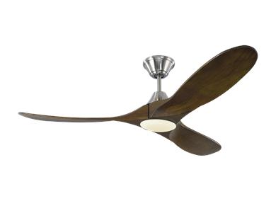 Visual Comfort Fan Maverick 52" LED Ceiling Fan - Brushed Steel, Handheld Remote, 6-speed, Reverse and Dimmer, indoor/outdoor 3MAVR52BSD