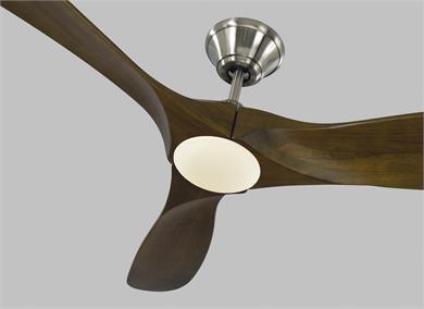 Visual Comfort Fan Maverick 52" LED Ceiling Fan - Brushed Steel, Handheld Remote, 6-speed, Reverse and Dimmer, indoor/outdoor 3MAVR52BSD