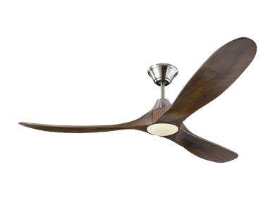 Visual Comfort Fan Maverick 60" LED Ceiling Fan - Brushed Steel, Handheld Remote, 6-speed, Reverse and Dimmer, indoor/outdoor 3MAVR60BSD