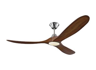 Visual Comfort Fan Maverick 60" LED Ceiling Fan - Brushed Steel, Handheld Remote, 6-speed, Reverse and Dimmer, indoor/outdoor 3MAVR60BSKOAD