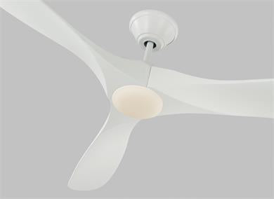 Visual Comfort Fan Maverick 60" LED Ceiling Fan - Matte White, Handheld Remote, 6-speed, Reverse and Dimmer, indoor/outdoor 3MAVR60RZWD