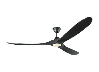 Visual Comfort Fan Maverick 70" LED Ceiling Fan - Matte Black, Handheld Remote, 6-speed, Reverse and Dimmer, indoor/outdoor 3MAVR70BKBKD