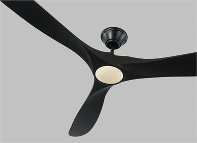 Visual Comfort Fan Maverick 70" LED Ceiling Fan - Matte Black, Handheld Remote, 6-speed, Reverse and Dimmer, indoor/outdoor 3MAVR70BKBKD