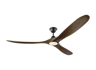 Visual Comfort Fan Maverick 70" LED Ceiling Fan - Matte Black, Handheld Remote, 6-speed, Reverse and Dimmer, indoor/outdoor 3MAVR70BKD