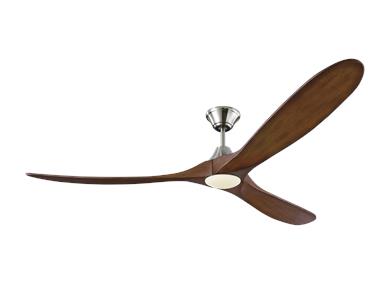 Visual Comfort Fan Maverick 70" LED Ceiling Fan - Brushed Steel, Handheld Remote, 6-speed, Reverse and Dimmer, indoor/outdoor 3MAVR70BSKOAD