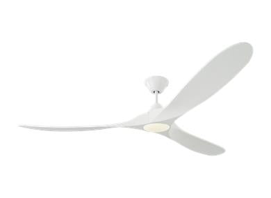 Visual Comfort Fan Maverick 70" LED Ceiling Fan - Matte White, Handheld Remote, 6-speed, Reverse and Dimmer, indoor/outdoor 3MAVR70RZWD