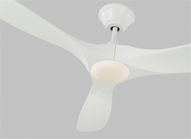 Visual Comfort Fan Maverick 70" LED Ceiling Fan - Matte White, Handheld Remote, 6-speed, Reverse and Dimmer, indoor/outdoor 3MAVR70RZWD