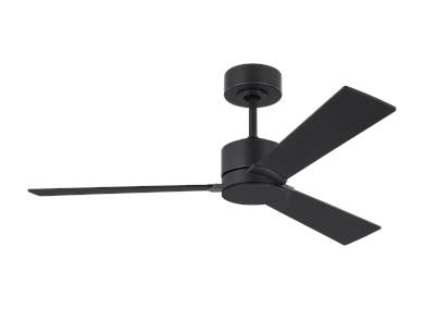 Visual Comfort Fan Rozzen 44" Ceiling Fan - Midnight Black, Handheld Remote, 6-speed, Reverse and Dimmer, indoor/outdoor 3RZR44MBK