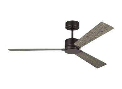 Visual Comfort Fan Rozzen 52" Ceiling Fan - Aged Pewter, Handheld Remote, 6-speed, Reverse and Dimmer, indoor/outdoor 3RZR52AGP