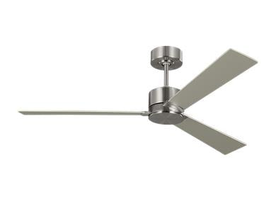 Visual Comfort Fan Rozzen 52" Ceiling Fan - Brushed Steel, Handheld Remote, 6-speed, Reverse and Dimmer, indoor/outdoor 3RZR52BS