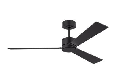 Visual Comfort Fan Rozzen 52" Ceiling Fan - Midnight Black, Handheld Remote, 6-speed, Reverse and Dimmer, indoor/outdoor 3RZR52MBK