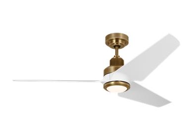 Visual Comfort Fan Ruhlmann 52" LED Ceiling Fan - Hand Rubbed Antique Brass, Handheld Remote, 6-speed, Reverse and Dimmer, indoor/outdoor 3RULSM52HABD