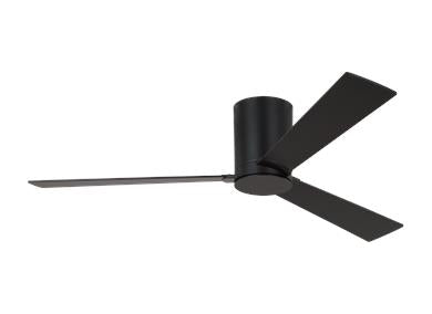 Visual Comfort Fan Rozzen 52" Ceiling Fan - Midnight Black, Handheld Remote, 6-speed, Reverse and Dimmer, indoor/outdoor 3RZHR52MBK