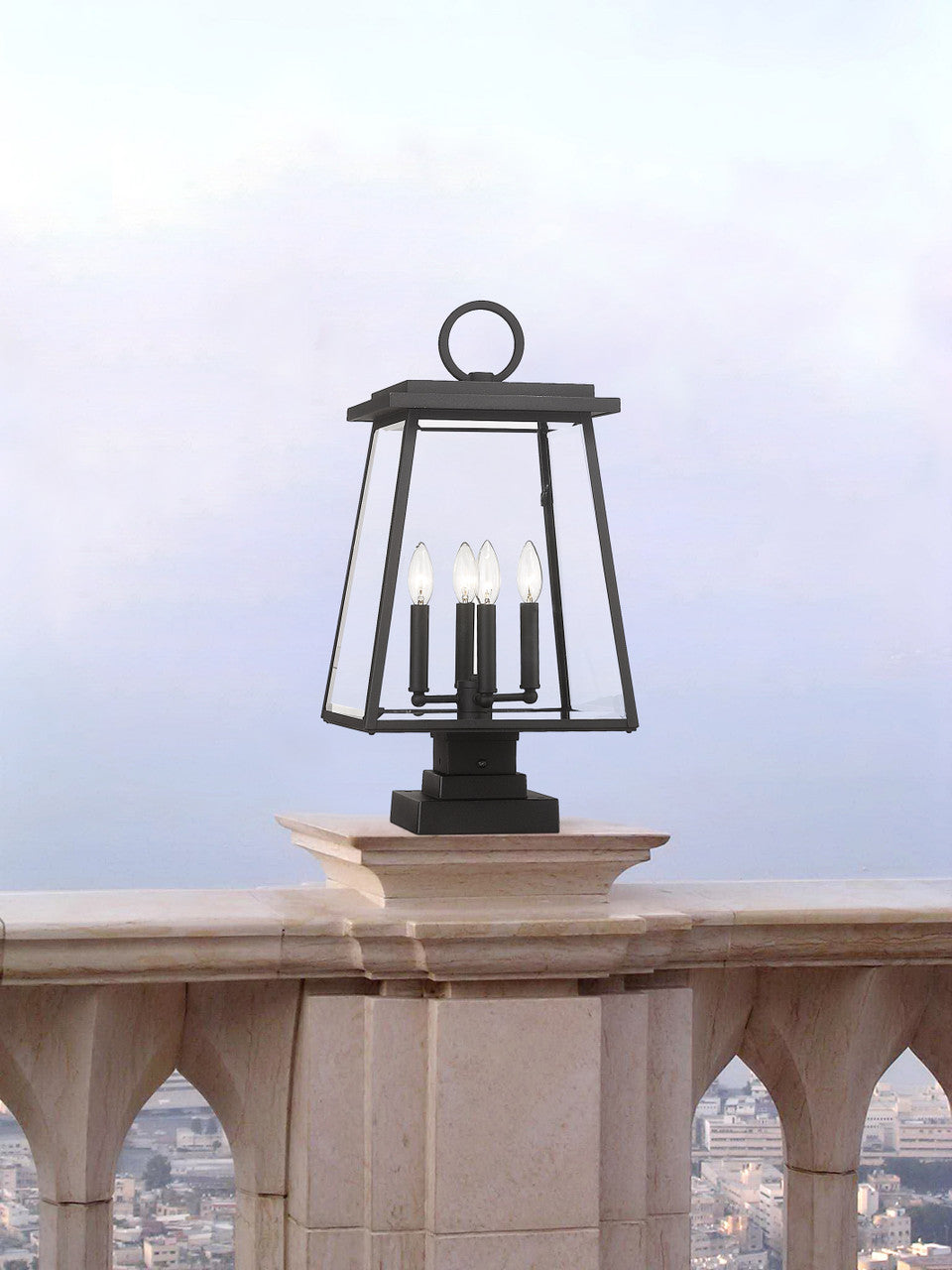 Z-Lite Broughton 4 Light Outdoor Pier Mounted Fixture in Black 521PHBS-SQPM-BK