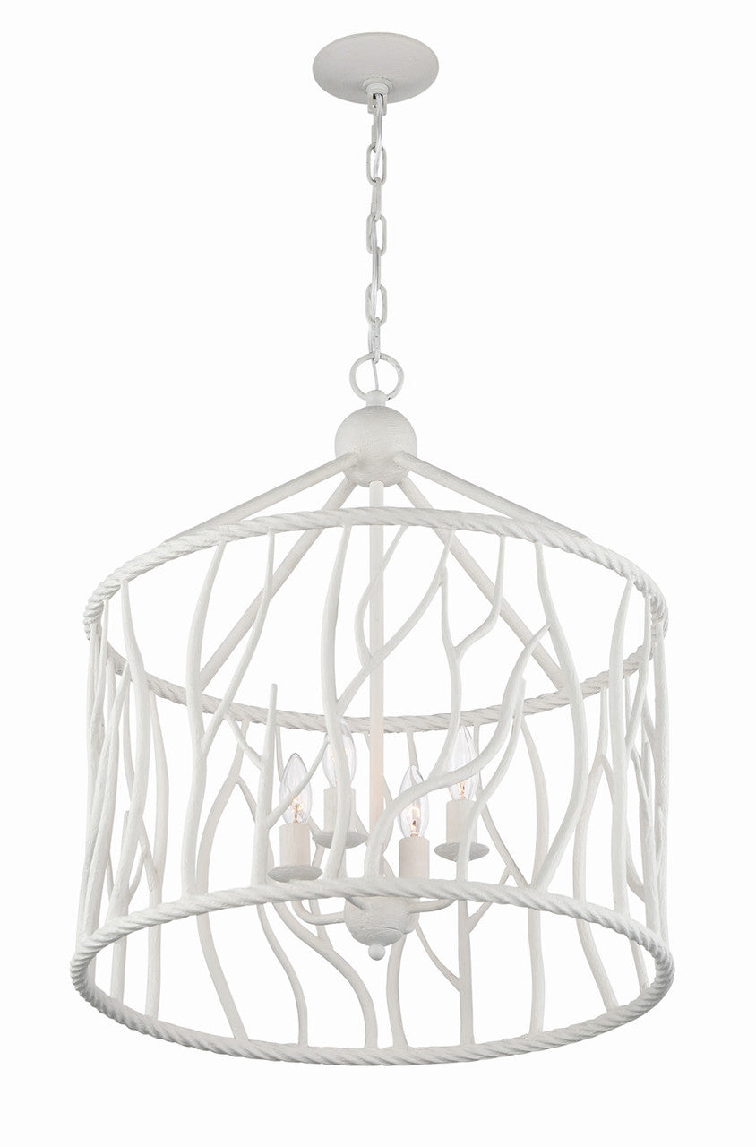 Lumanity Lighting Havershire 4-Light White Statement Chandelier in White Gesso  L098-0033