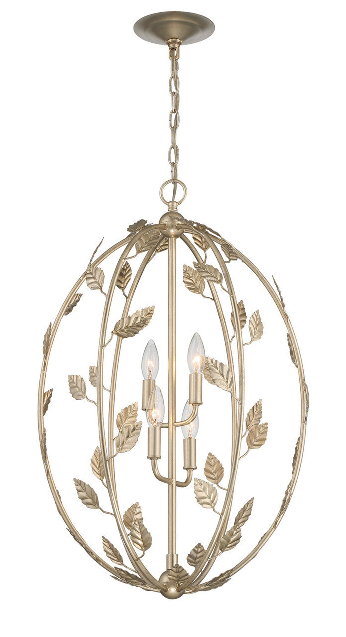 Lumanity Lighting Avon 4-Light Statement Oval Chandelier in Champagne Silver Leaf  L090-0027