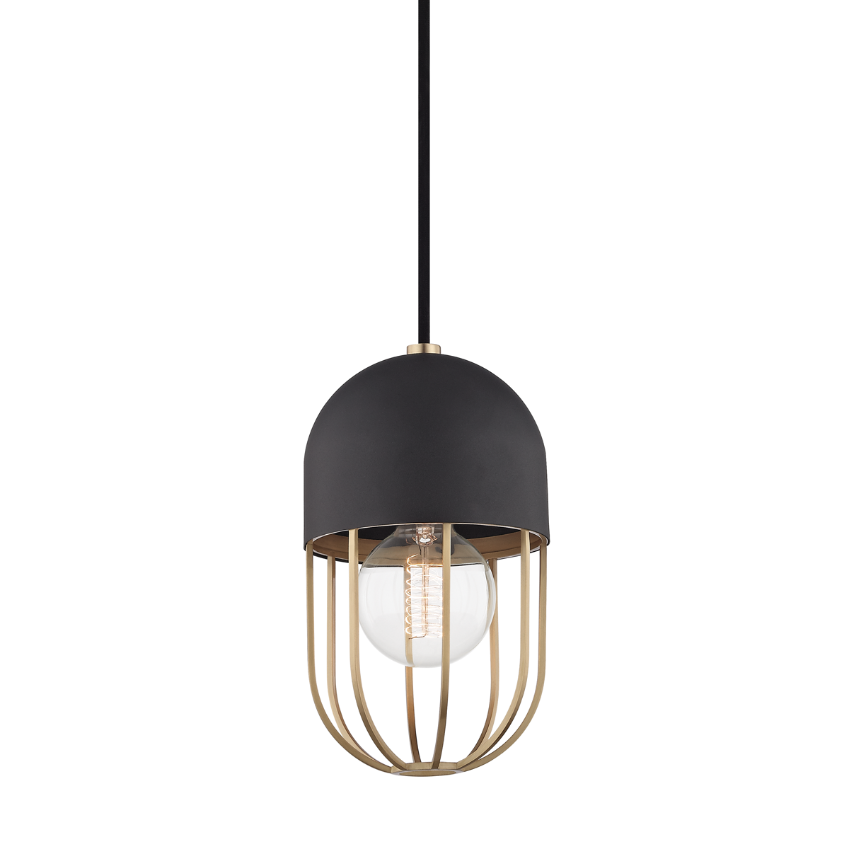 Mitzi 1 Light Pendant in Aged Brass/Black H145701-AGB/BK