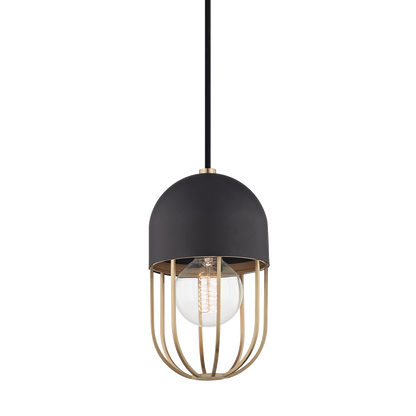 Mitzi 1 Light Pendant in Aged Brass/Black H145701-AGB/BK