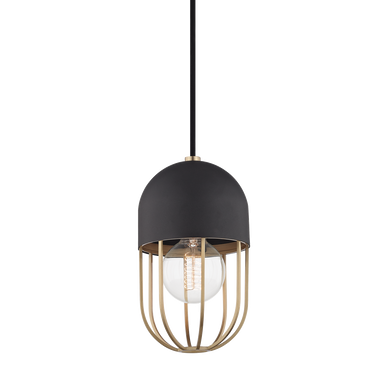 Mitzi 1 Light Pendant in Aged Brass/Black H145701-AGB/BK