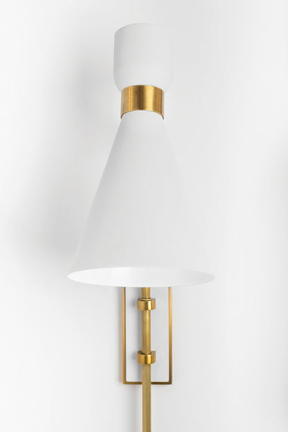 Mitzi 1 Light Plug-in Sconce in Aged Brass/Soft Off White HL295101-AGB/WH