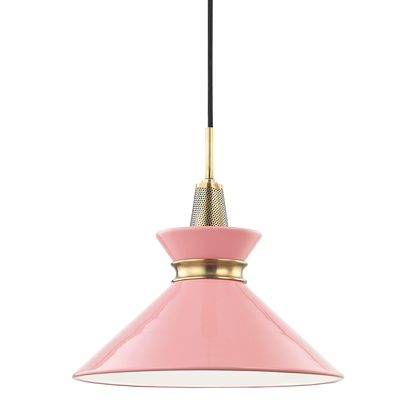 Mitzi 1 Light Pendant in Aged Brass/Pink H251701S-AGB/PK