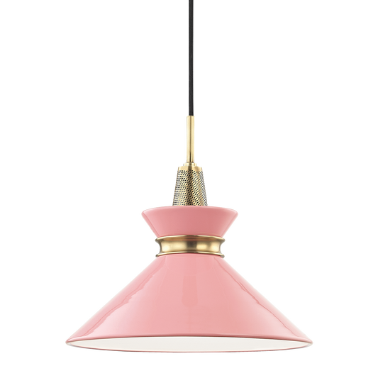 Mitzi 1 Light Pendant in Aged Brass/Pink H251701S-AGB/PK