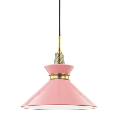 Mitzi 1 Light Pendant in Aged Brass/Pink H251701S-AGB/PK