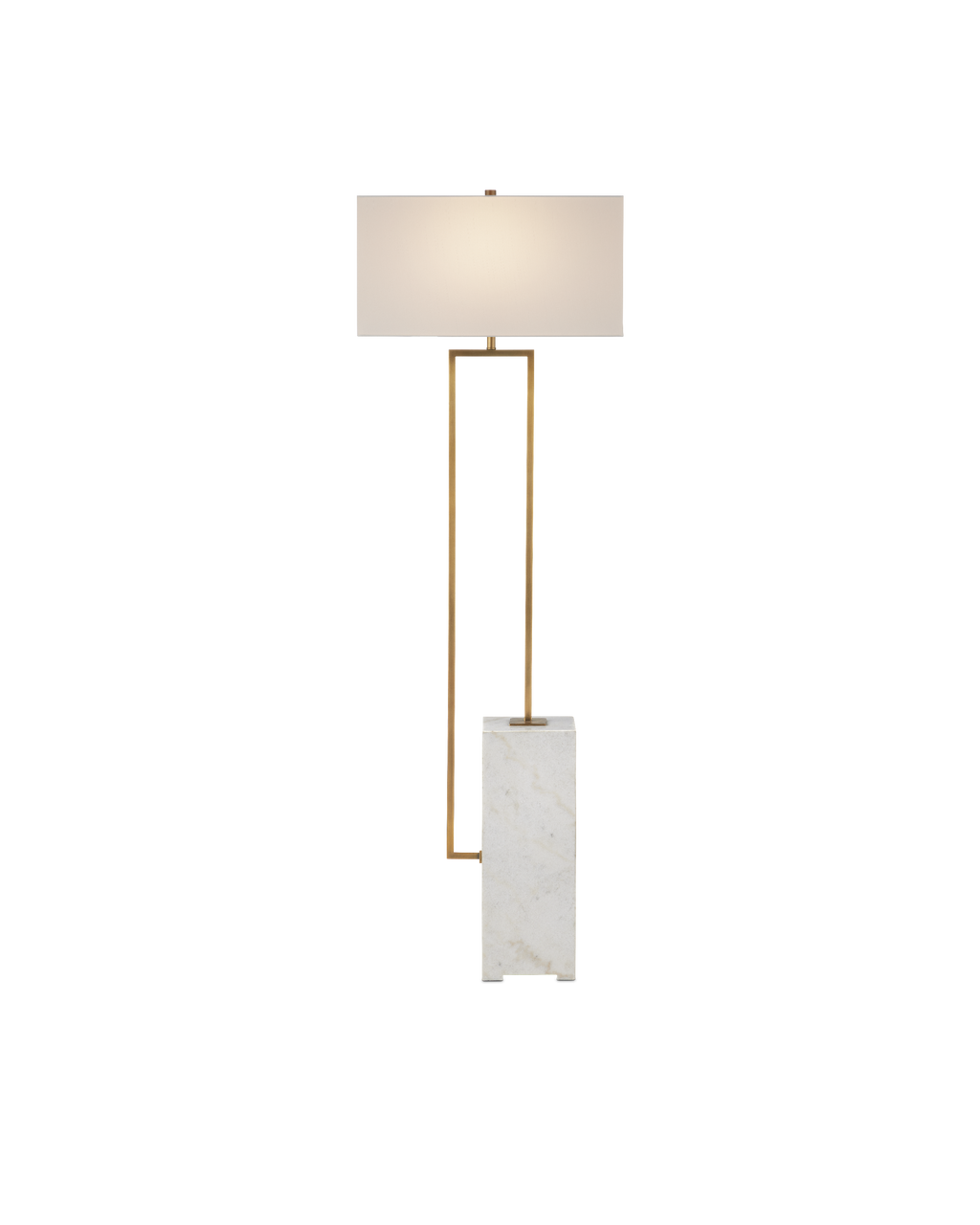 Currey & Co Beside Floor Lamp in White/Antique Brass 8000-0154