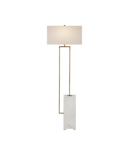 Currey & Co Beside Floor Lamp in White/Antique Brass 8000-0154