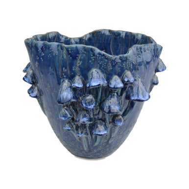 Currey & Co. Conical Mushrooms Medium Dark Blue Vase 1200-0828