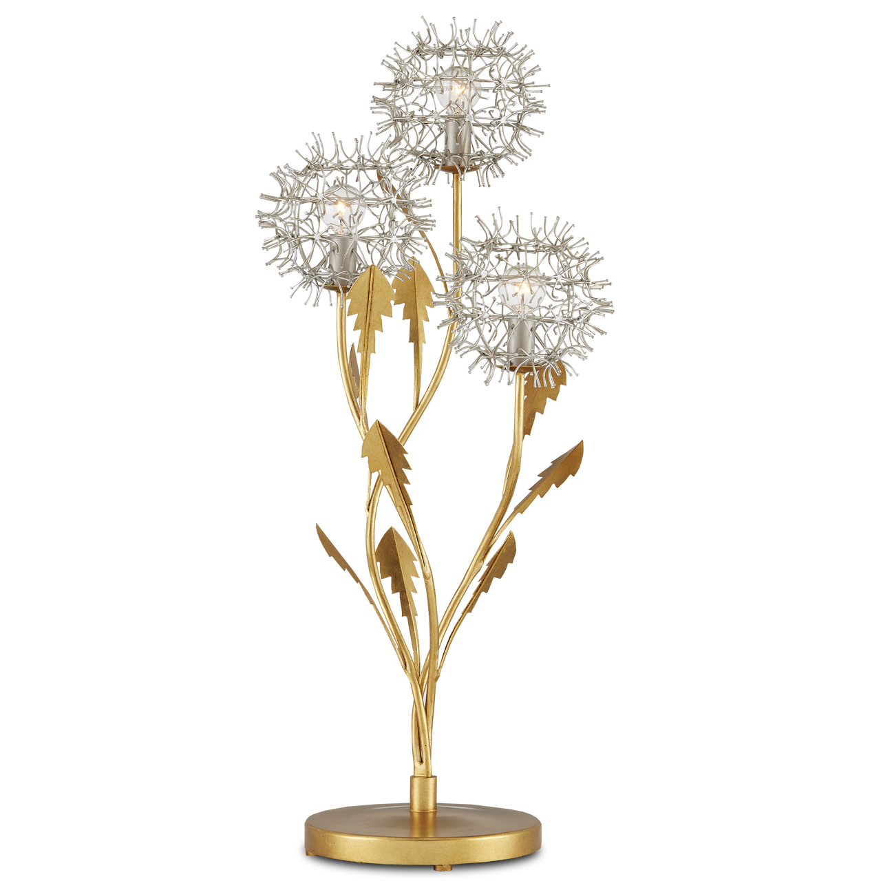 Currey & Co. 35.25" Dandelion Silver & Gold 3-Light Table Lamp 6000-0895