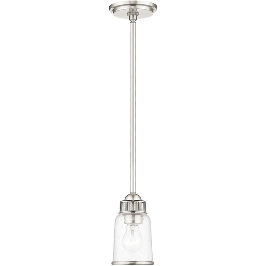 Livex Lighting Lawrenceville Collection 1 Lt BN Mini Pendant in Brushed Nickel 40021-91