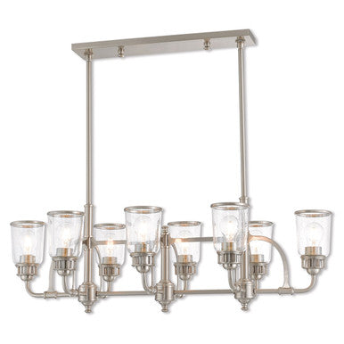 Livex Lighting Lawrenceville Collection 8 Lt BN Linear Chandelier in Brushed Nickel 40028-91