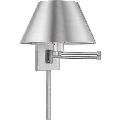 Livex Lighting Swing Arm Wall Lamps Collection 1 Lt Brushed Nickel Swing Arm Wall Lamp in Brushed Nickel 40030-91