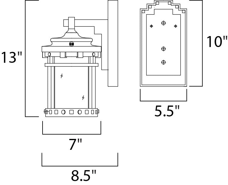 Maxim Santa Barbara VX 1-Light Outdoor Wall Lantern in Sienna 40033CDSE