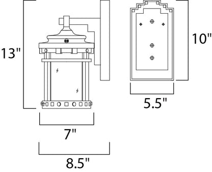 Maxim Santa Barbara VX 1-Light Outdoor Wall Lantern in Sienna 40033CDSE