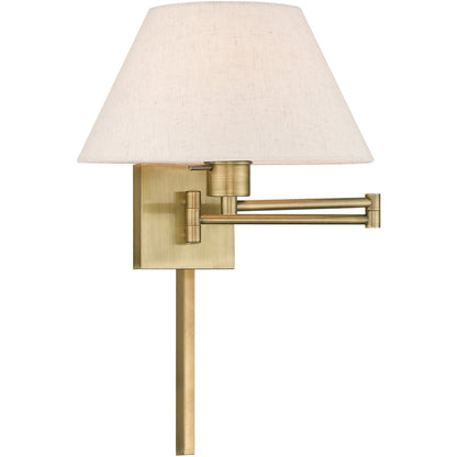 Livex Lighting Swing Arm Wall Lamps Collection 1 Lt Antique Brass Swing Arm Wall Lamp in Antique Brass 40038-01