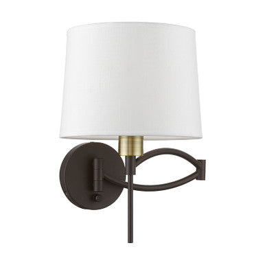 Livex Lighting Swing Arm Wall Lamps Collection  1 Light Bronze with Antique Brass Accent Swing Arm Wall Lamp in Bronze with Antique Brass Accent 40044-07