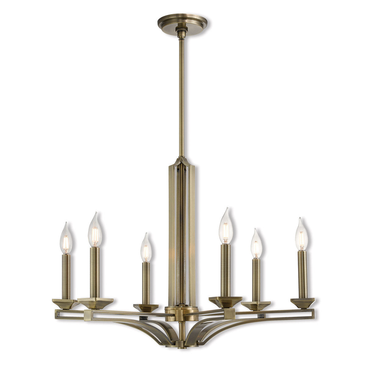 Livex Lighting Trumbull Collection 6 Lt AB Chandelier in Antique Brass 40056-01