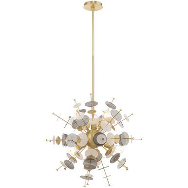 Livex Lighting Circulo Collection 6 Lt Satin Brass Pendant Chandelier in Satin Brass 40074-12