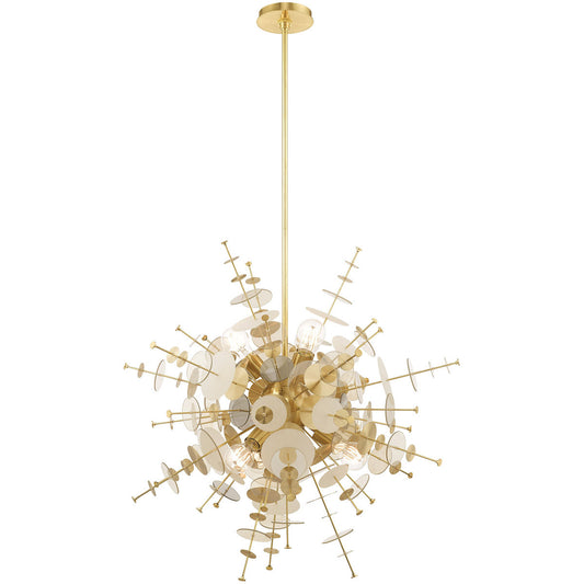 Livex Lighting Circulo Collection 6 Lt Satin Brass Pendant Chandelier in Satin Brass 40076-12