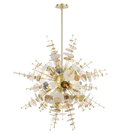 Livex Lighting Circulo Collection 8 Light Satin Brass Large Pendant Chandelier 40077-12