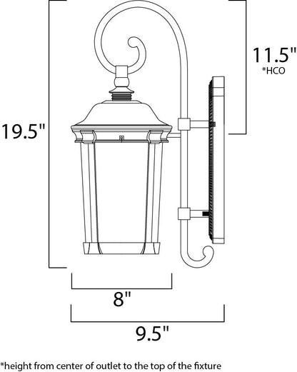 Maxim Dover VX 1-Light Outdoor Wall Lantern in Bronze 40093CDBZ