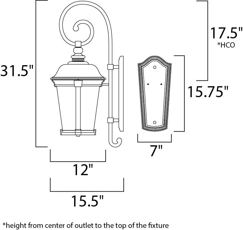 Maxim Dover VX 3-Light Outdoor Wall Lantern in Bronze 40095CDBZ