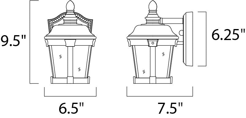 Maxim Dover VX 1-Light Outdoor Wall Lantern in Bronze 40096CDBZ