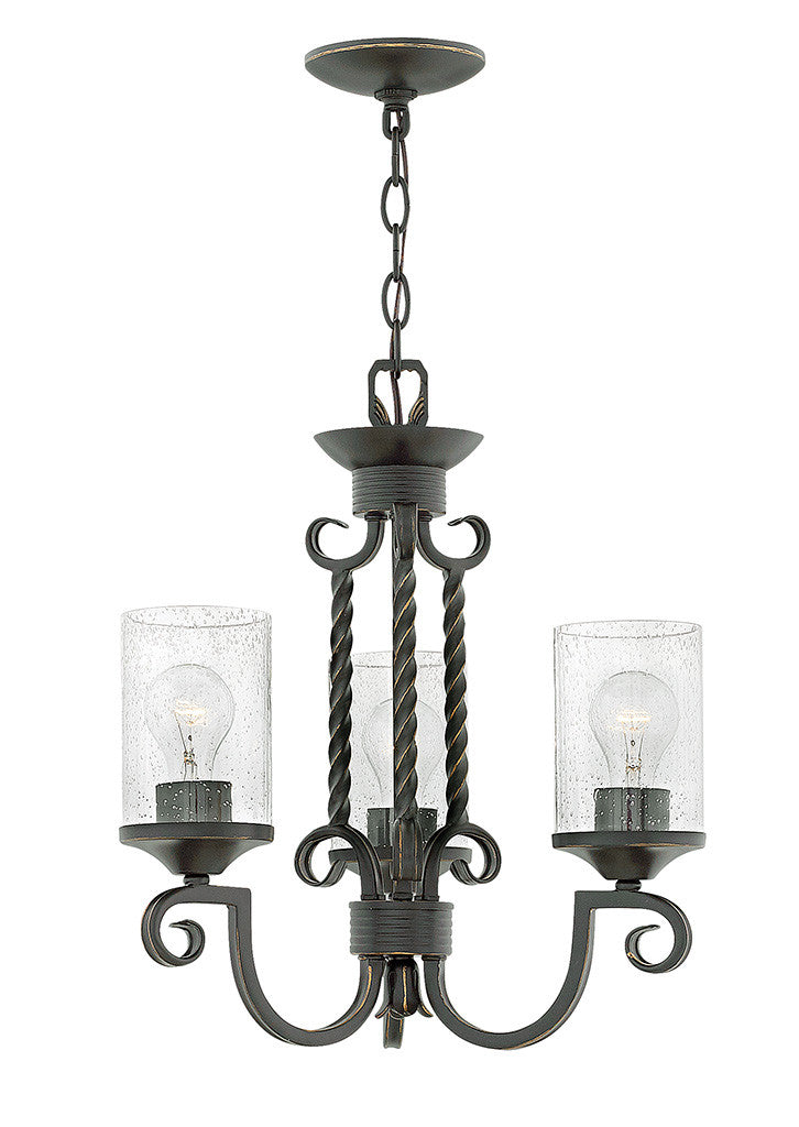 Hinkley Lighting Casa Small Single Tier Olde Black with Clear Seedy glass Clear Seedy Glass 4013OL-CL