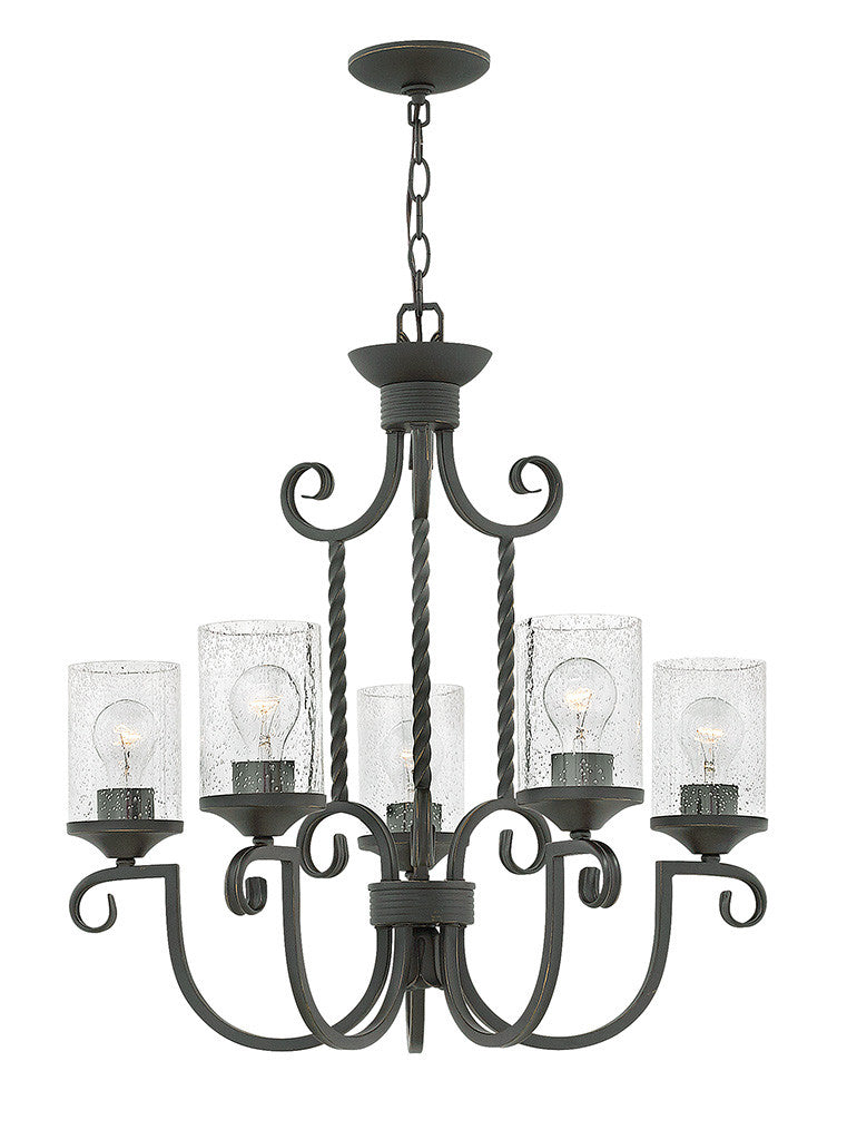 Hinkley Lighting Casa Medium Single Tier Olde Black with Clear Seedy glass Clear Seedy Glass 4015OL-CL