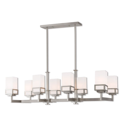 Livex Lighting Harding Collection 8 Lt BN Linear Chandelier in Brushed Nickel 40198-91